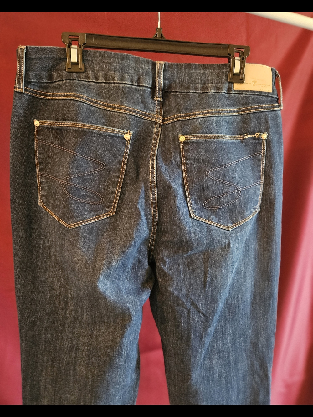 Women's Seven7 Dark Wash Tummyless High Rise Skinny Jeans - Blue - Picture 4 of 8